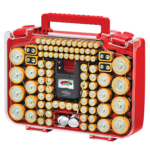 Battery Daddy® Slim - 100 Battery Organizer & Storage Case With Tester!